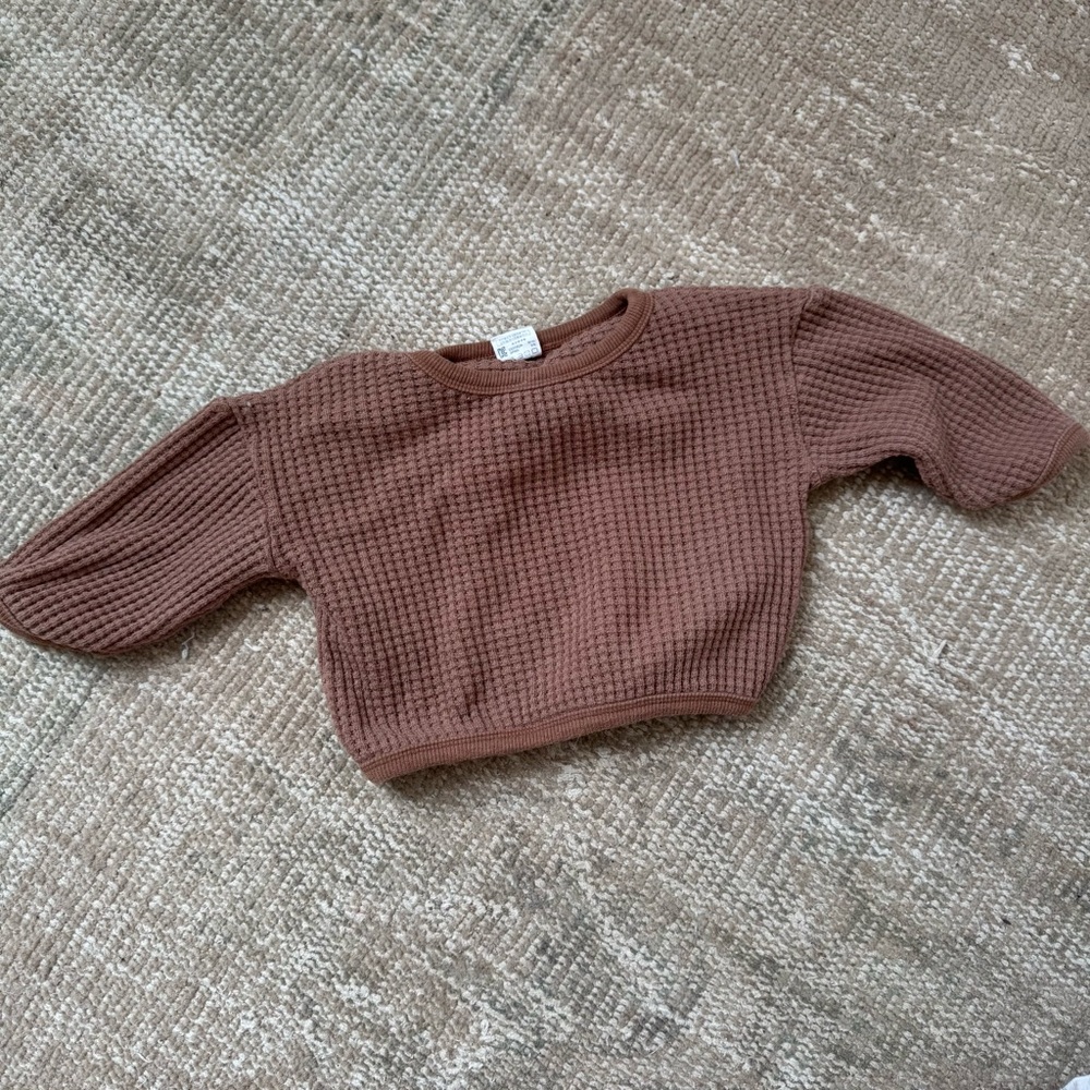 Cozy Brown Waffle Knit Sweater
